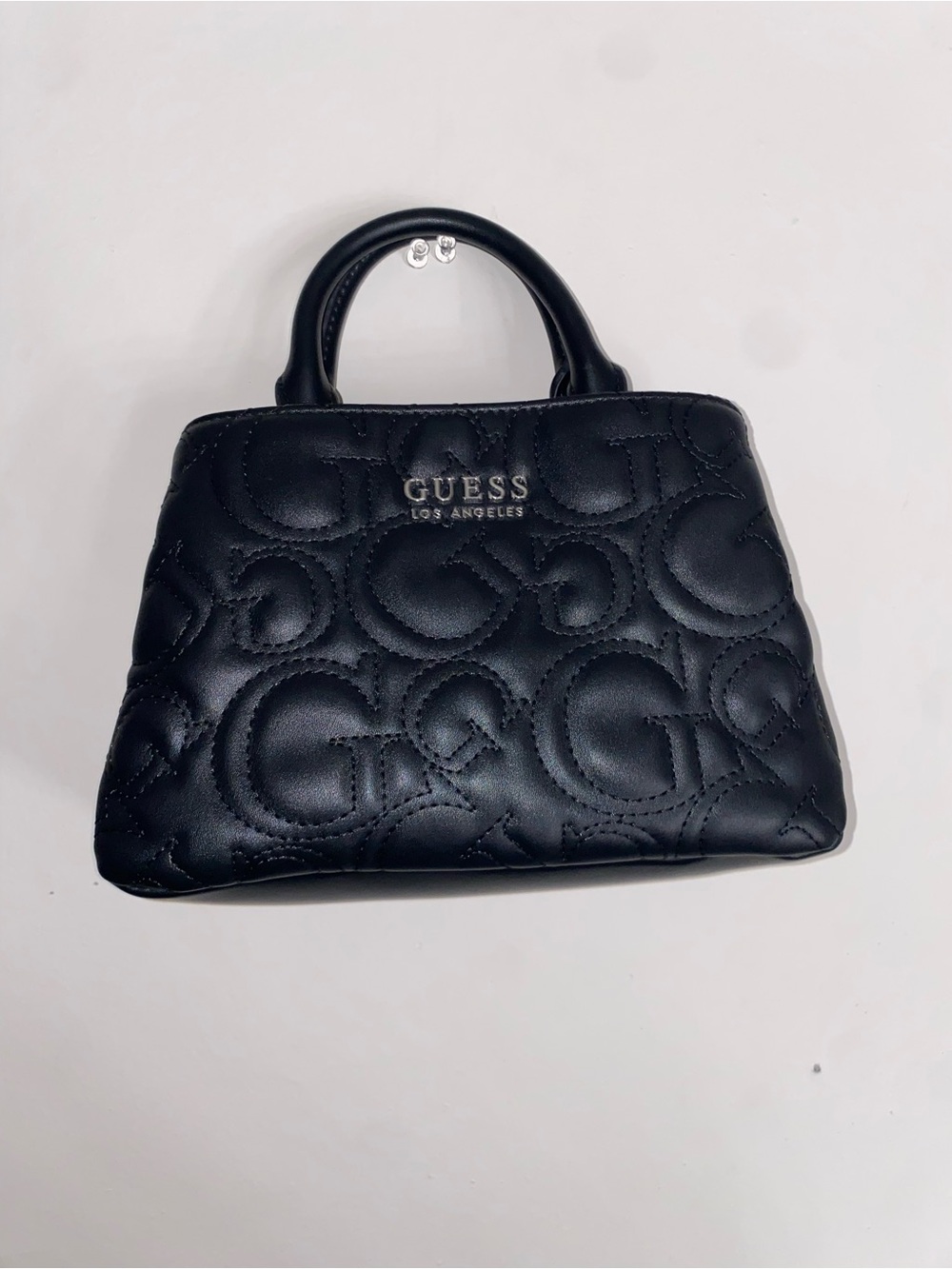 GUESS Black Quilted Logo Mini Top-Handle Satchel